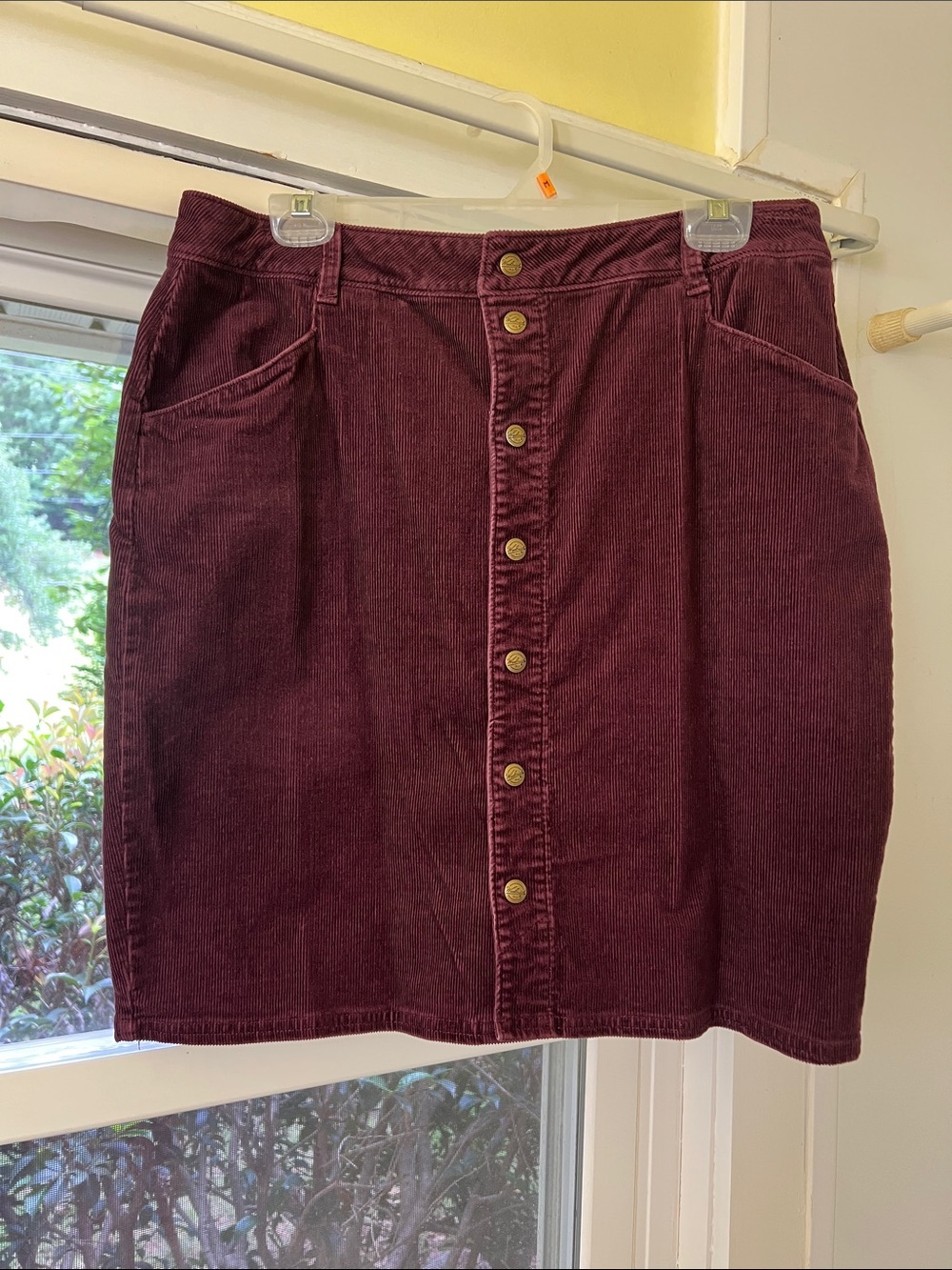 Woolrich Burgundy Corduroy Button-Front Mini Skirt